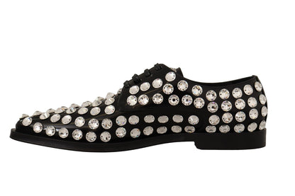Zapatos planos formales de cuero con adornos de cristales de Dolce &amp; Gabbana