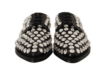 Zapatos planos formales de cuero con adornos de cristales de Dolce &amp; Gabbana