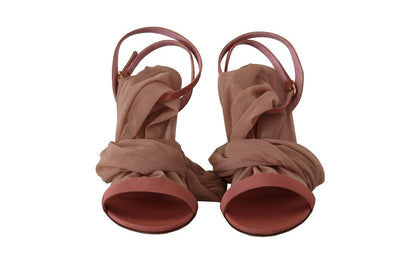 Dolce &amp; Gabbana Elegantes sandalias de tacón con tira al tobillo en color rosa