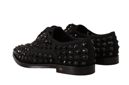 Dolce &amp; Gabbana Elegantes zapatos planos de grosgrain con cordones y pedrería