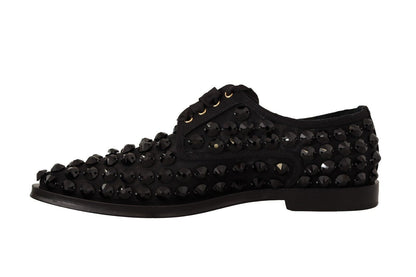 Dolce &amp; Gabbana Elegantes zapatos planos de grosgrain con cordones y pedrería