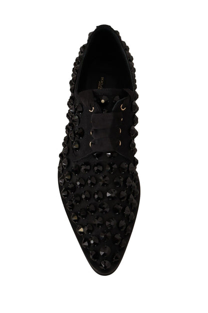 Dolce &amp; Gabbana Elegantes zapatos planos de grosgrain con cordones y pedrería