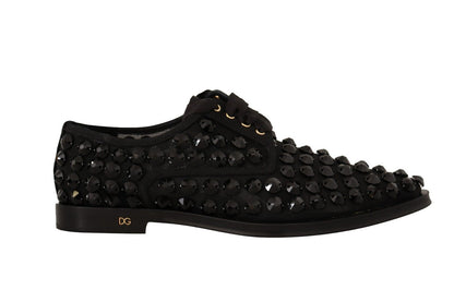 Dolce &amp; Gabbana Elegantes zapatos planos de grosgrain con cordones y pedrería
