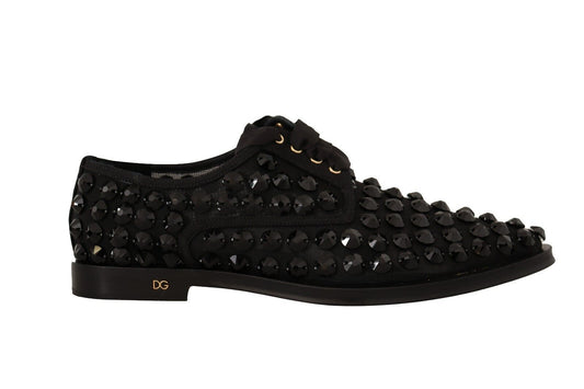 Dolce &amp; Gabbana Elegantes zapatos planos de grosgrain con cordones y pedrería