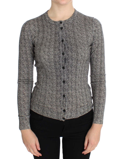 Dolce &amp; Gabbana Elegant Black and White Wool Cardigan