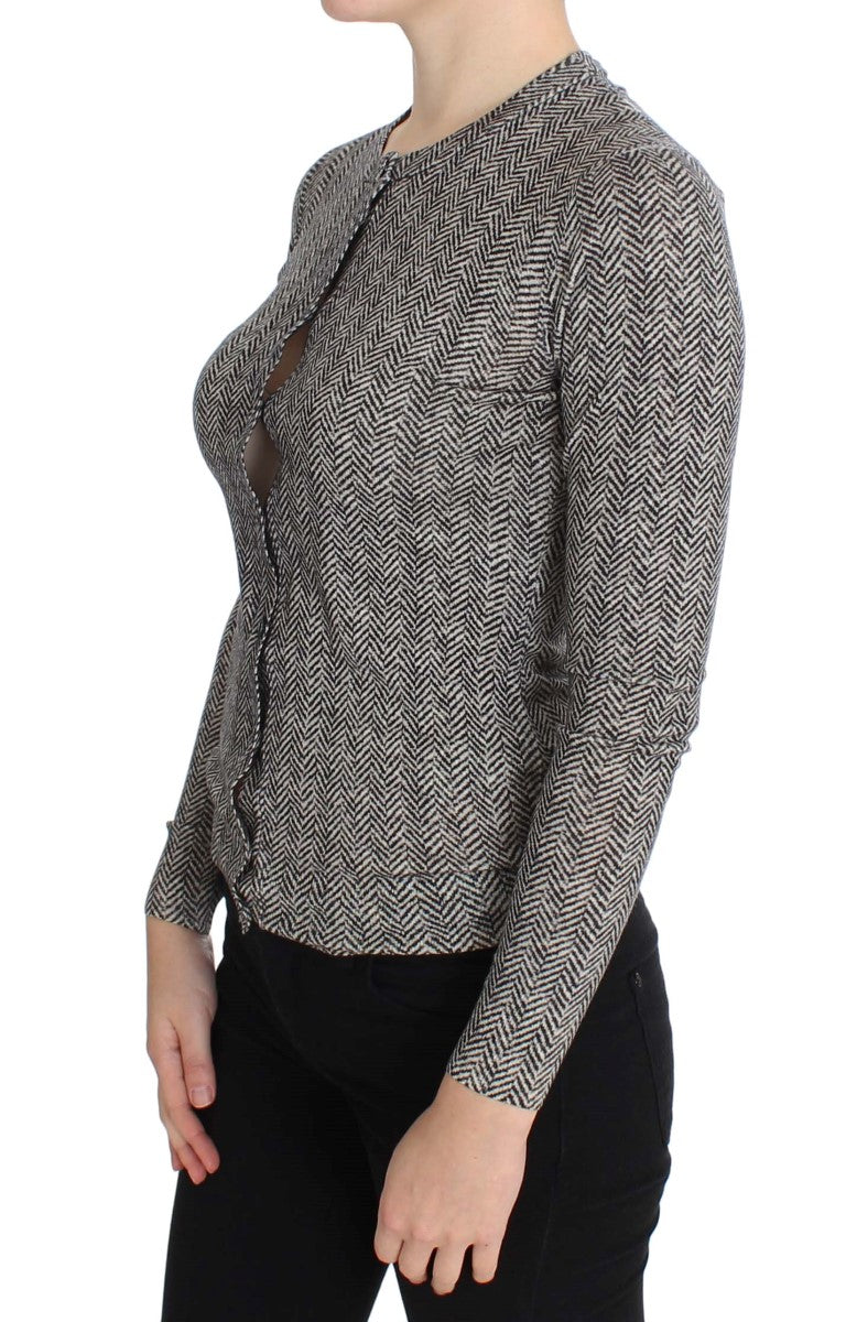 Dolce &amp; Gabbana Elegant Black and White Wool Cardigan