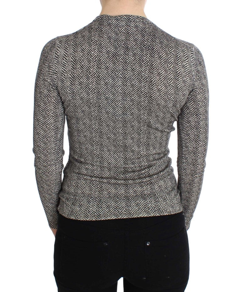 Dolce &amp; Gabbana Elegant Black and White Wool Cardigan