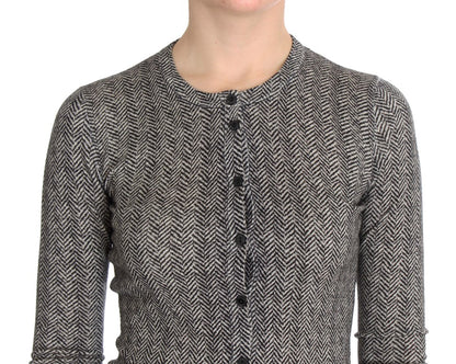 Dolce &amp; Gabbana Elegant Black and White Wool Cardigan