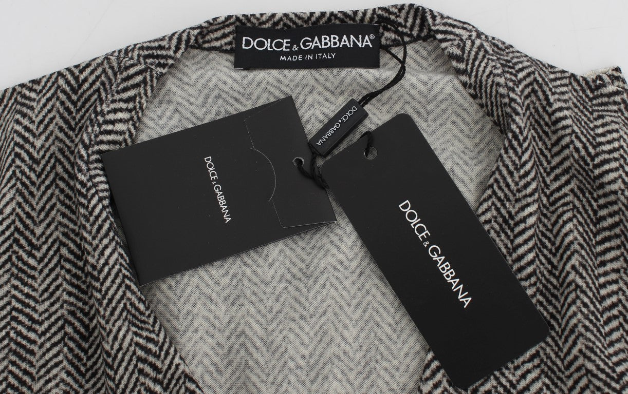 Dolce &amp; Gabbana Elegant Black and White Wool Cardigan
