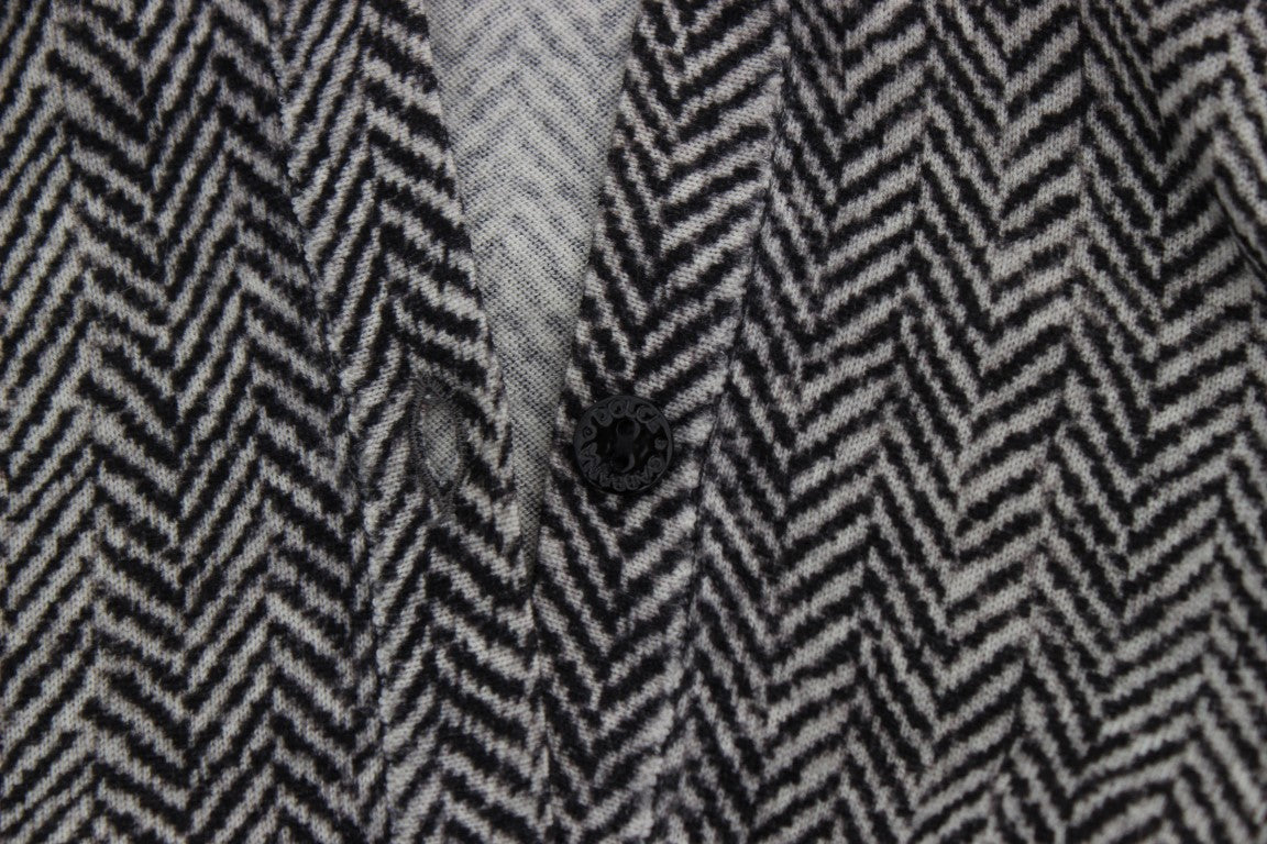 Dolce &amp; Gabbana Elegant Black and White Wool Cardigan
