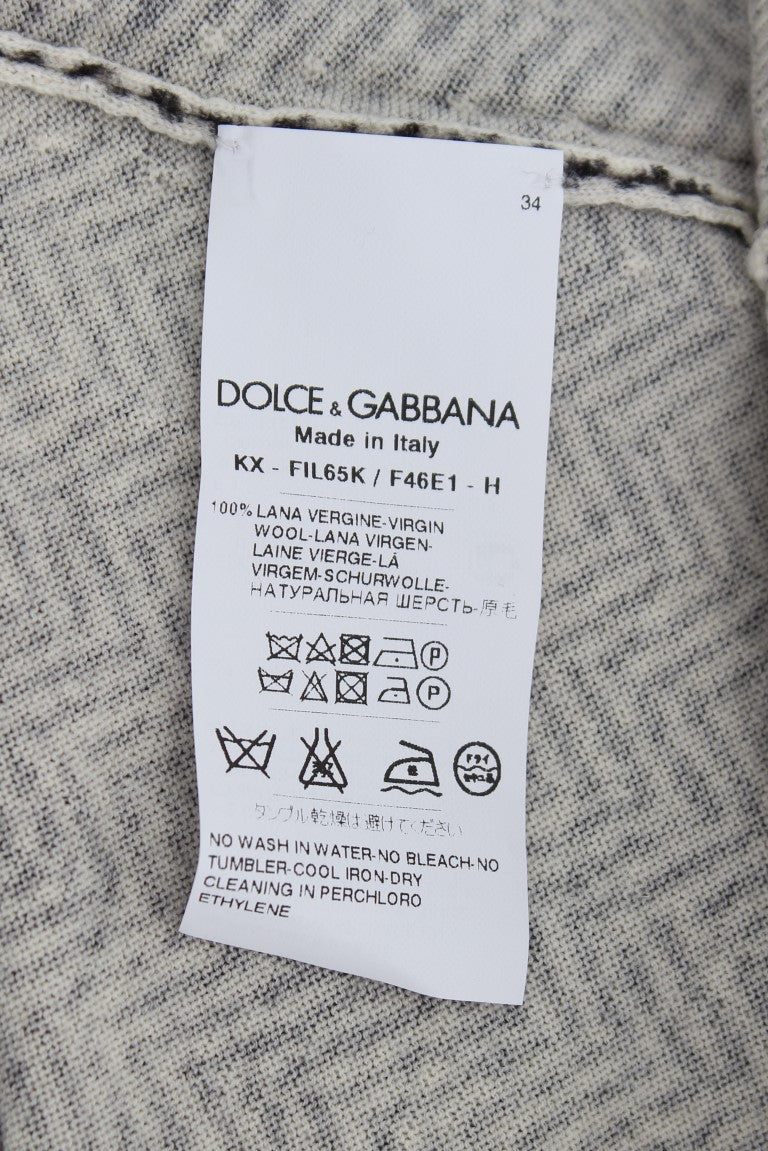 Dolce &amp; Gabbana Elegant Black and White Wool Cardigan