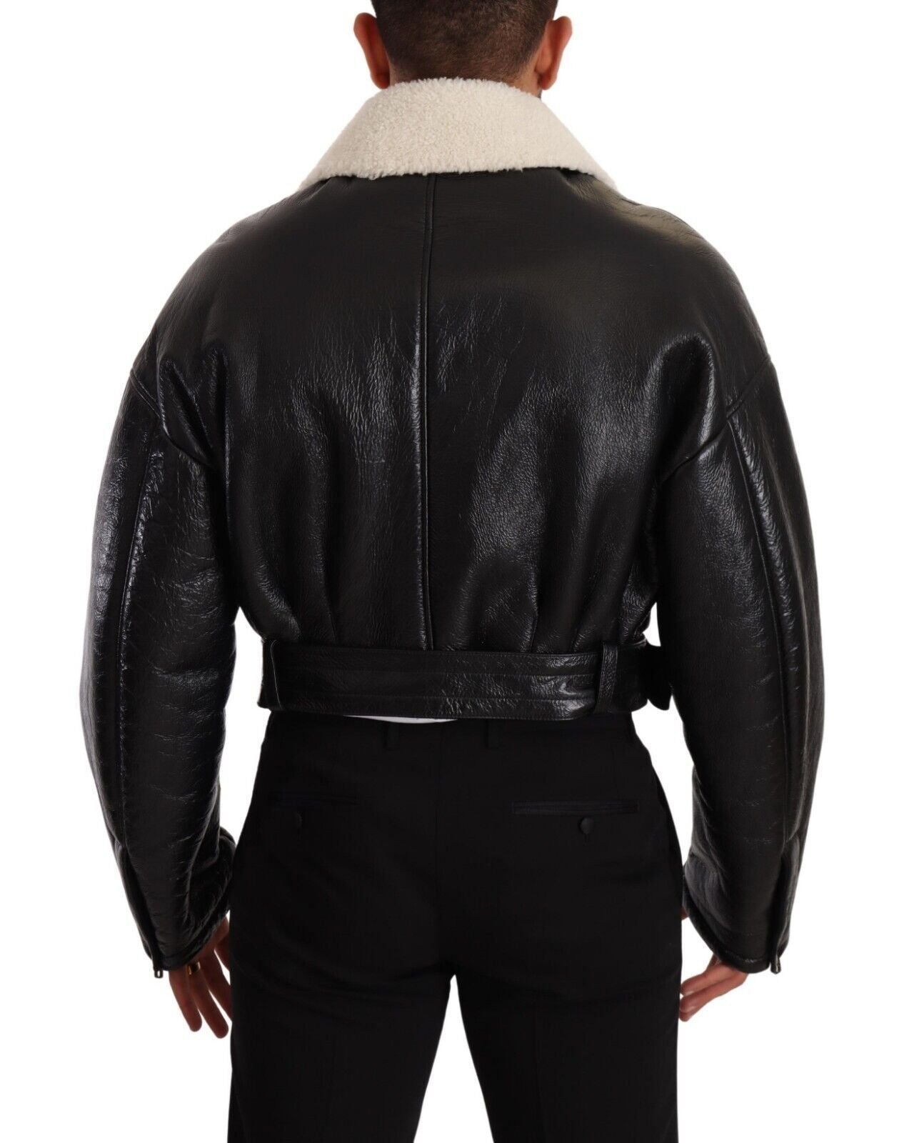 Chaqueta biker elegante de piel de oveja de Dolce &amp; Gabbana