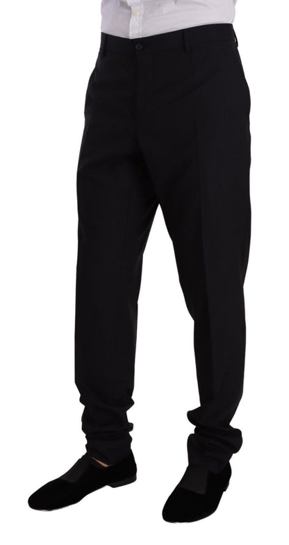Dolce &amp; Gabbana Elegante traje de dos piezas de lana y seda azul marino de corte slim
