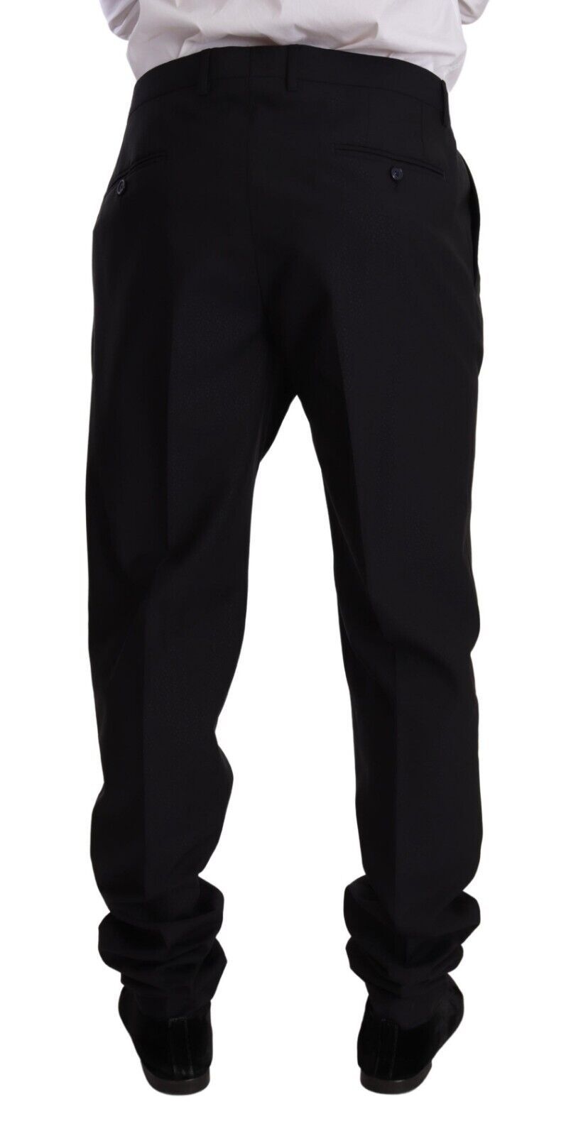 Dolce &amp; Gabbana Elegante traje de dos piezas de lana y seda azul marino de corte slim