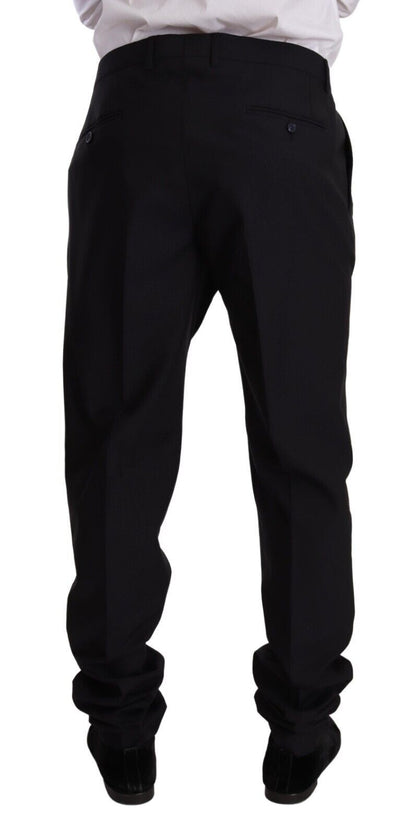 Dolce &amp; Gabbana Elegante traje de dos piezas de lana y seda azul marino de corte slim