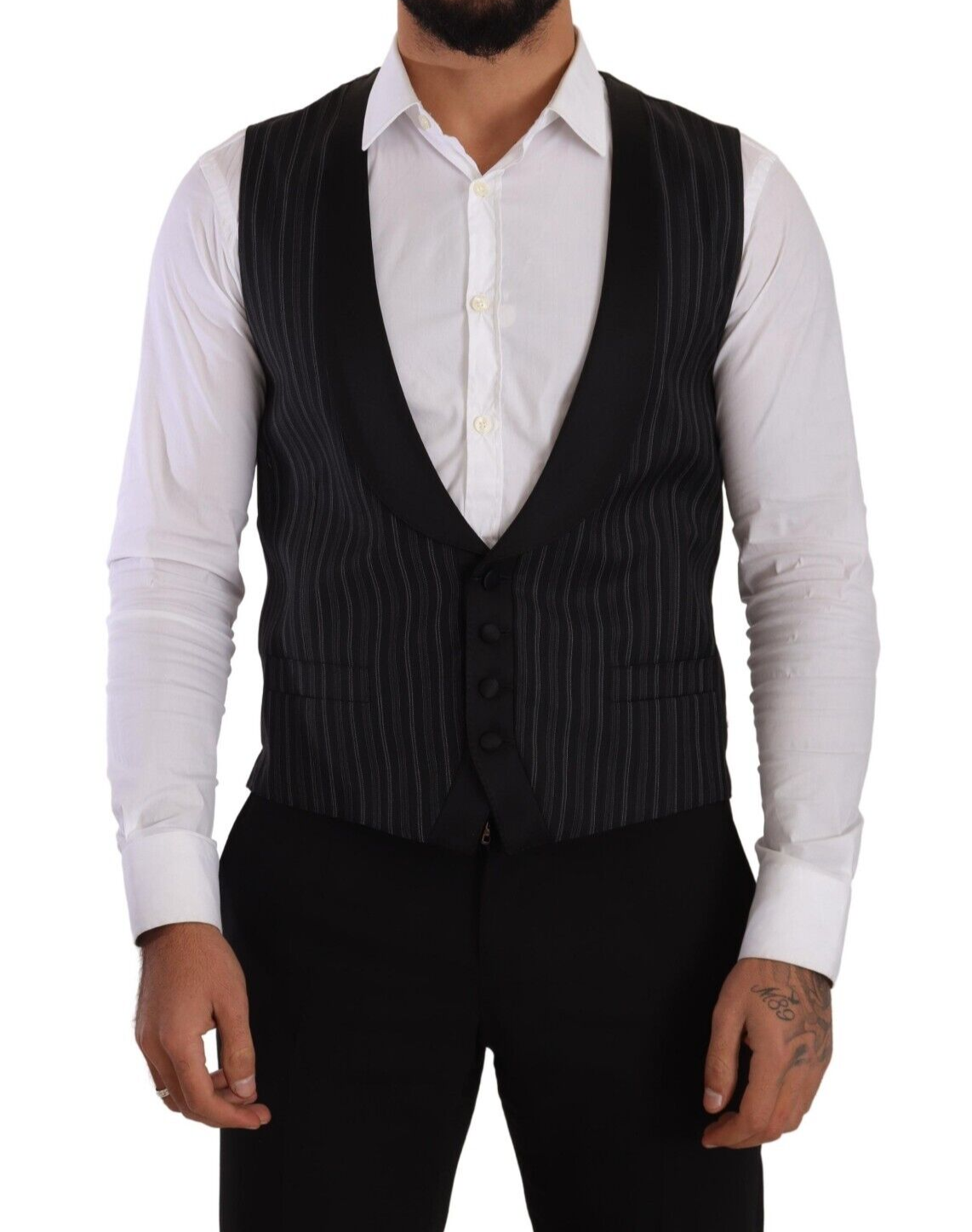 Dolce &amp; Gabbana Elegant Striped Formal Dress Vest
