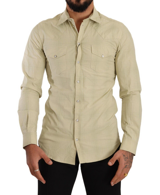 Dolce &amp; Gabbana Camisa Elegante De Algodón A Cuadros Sicilia