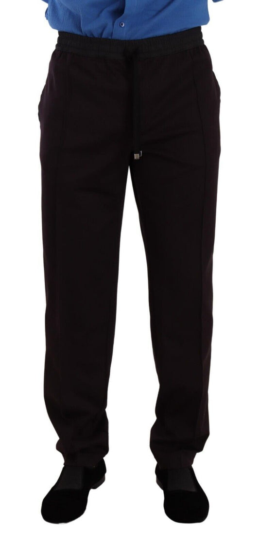 Dolce &amp; Gabbana Elegante pantalón jogger de algodón burdeos