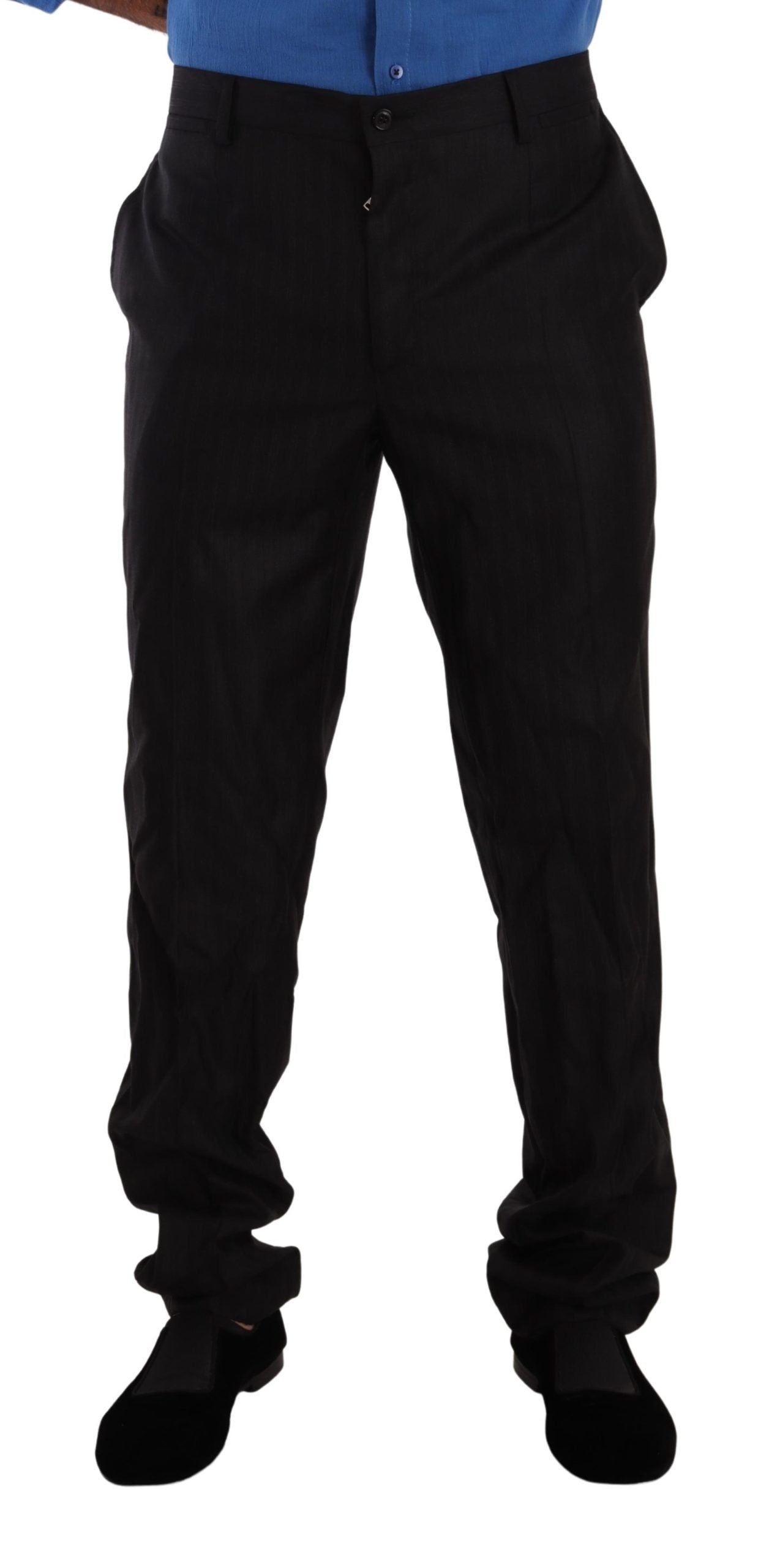Dolce &amp; Gabbana Elegant Striped Wool-Silk Dress Pants