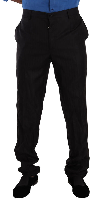 Dolce &amp; Gabbana Elegant Striped Wool-Silk Dress Pants