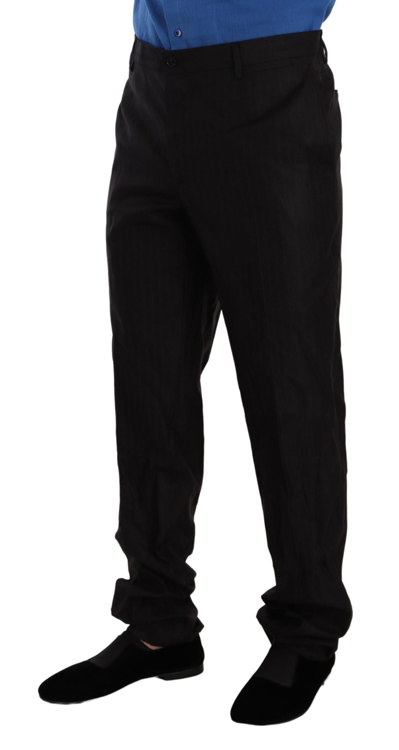 Dolce &amp; Gabbana Elegant Striped Wool-Silk Dress Pants
