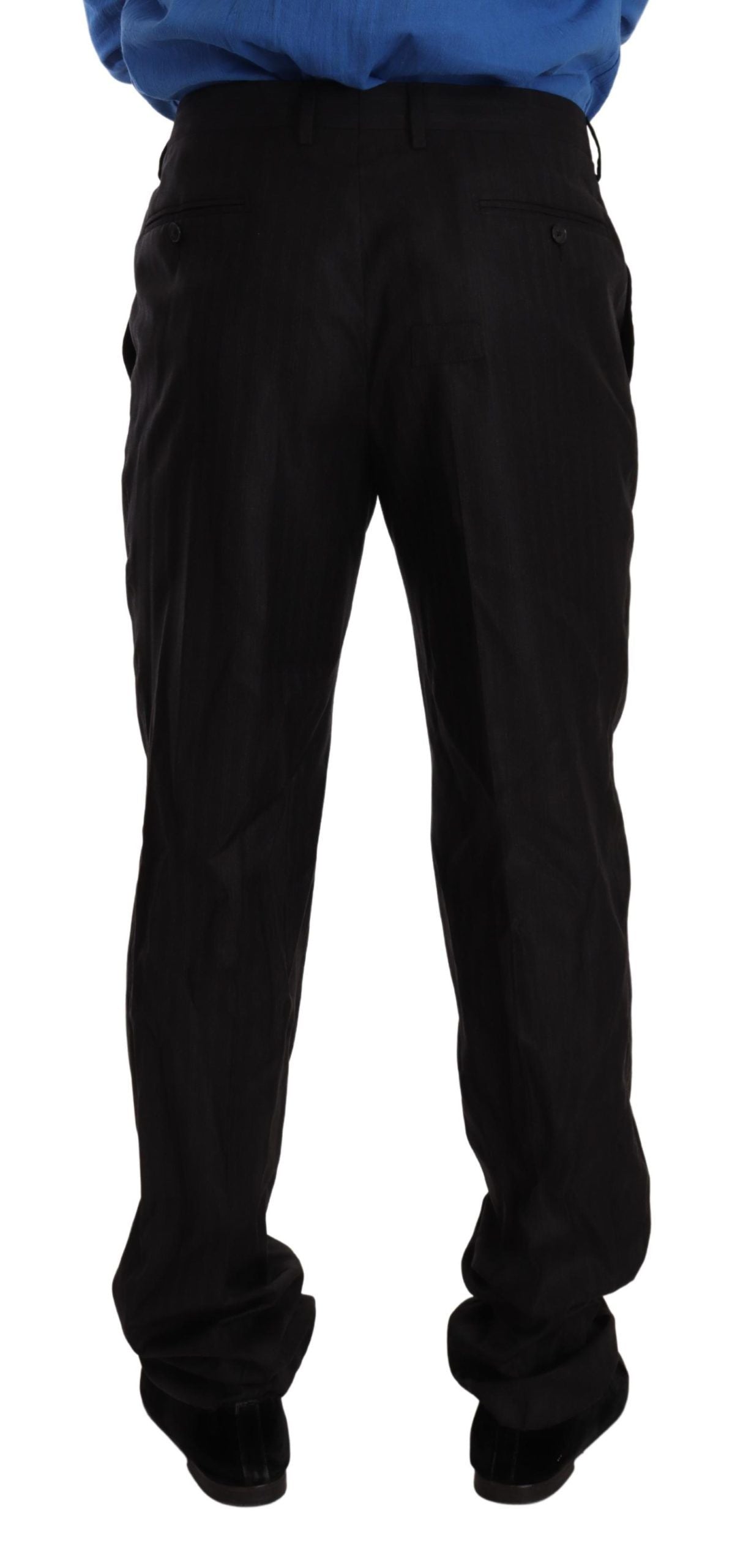 Dolce &amp; Gabbana Elegant Striped Wool-Silk Dress Pants