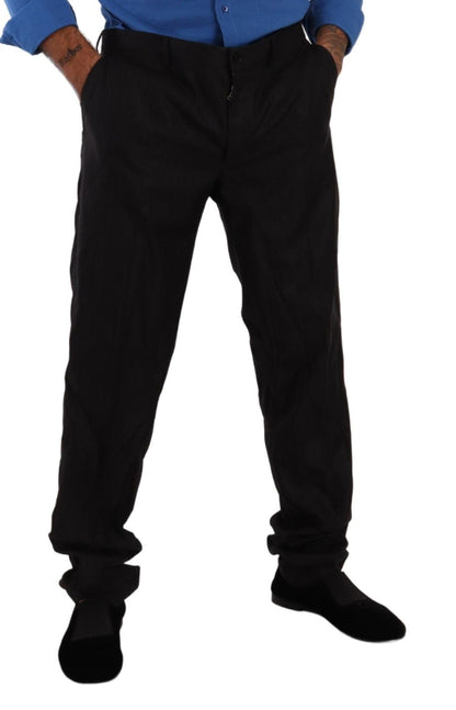 Dolce &amp; Gabbana Elegant Striped Wool-Silk Dress Pants