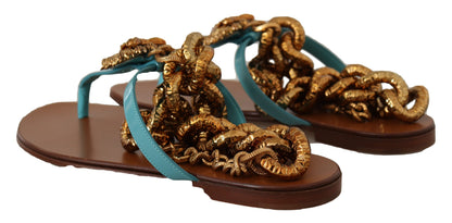 Chaussures plates gladiateur chic Dolce &amp; Gabbana avec détail cœur dévotionnel