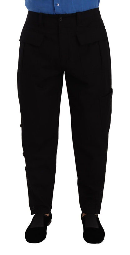 Dolce &amp; Gabbana Chic Black Cargo Pants with Stretch Comfort