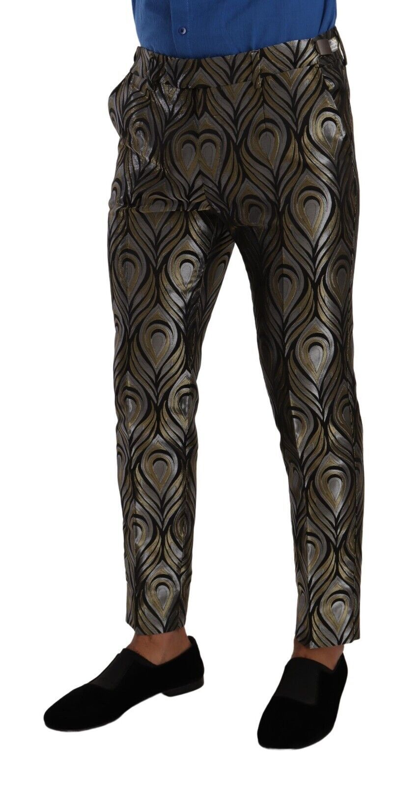 Dolce &amp; Gabbana Elegant Slim Fit Metallic Dress Trousers