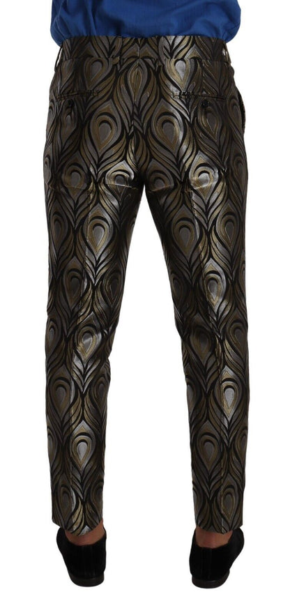Dolce &amp; Gabbana Elegant Slim Fit Metallic Dress Trousers
