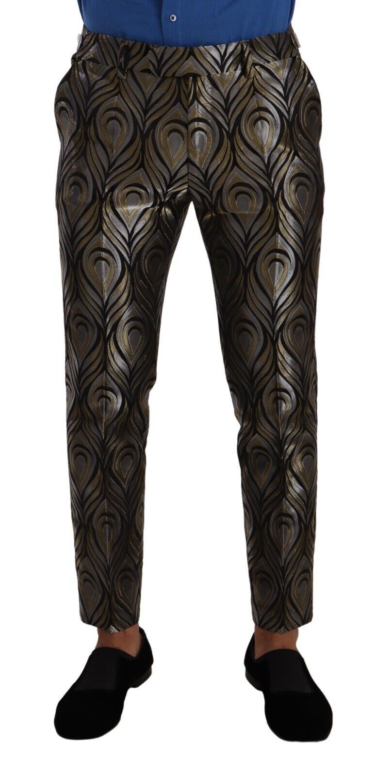 Dolce &amp; Gabbana Elegant Slim Fit Metallic Dress Trousers