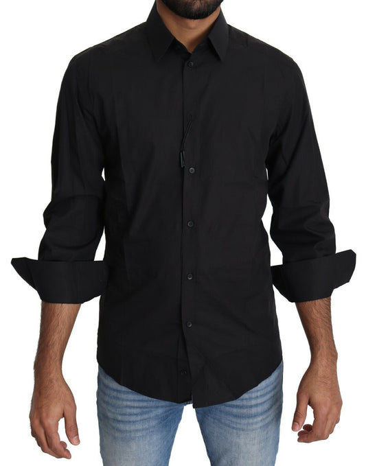 Dolce &amp; Gabbana Elegante camisa de vestir negra slim fit