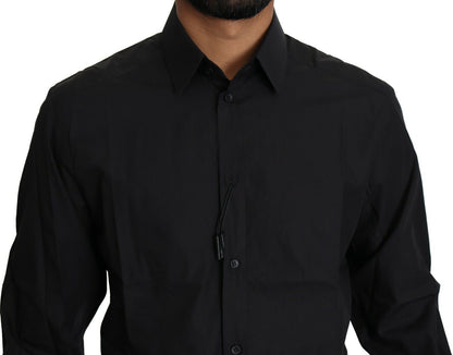 Dolce &amp; Gabbana Elegante camisa de vestir negra slim fit
