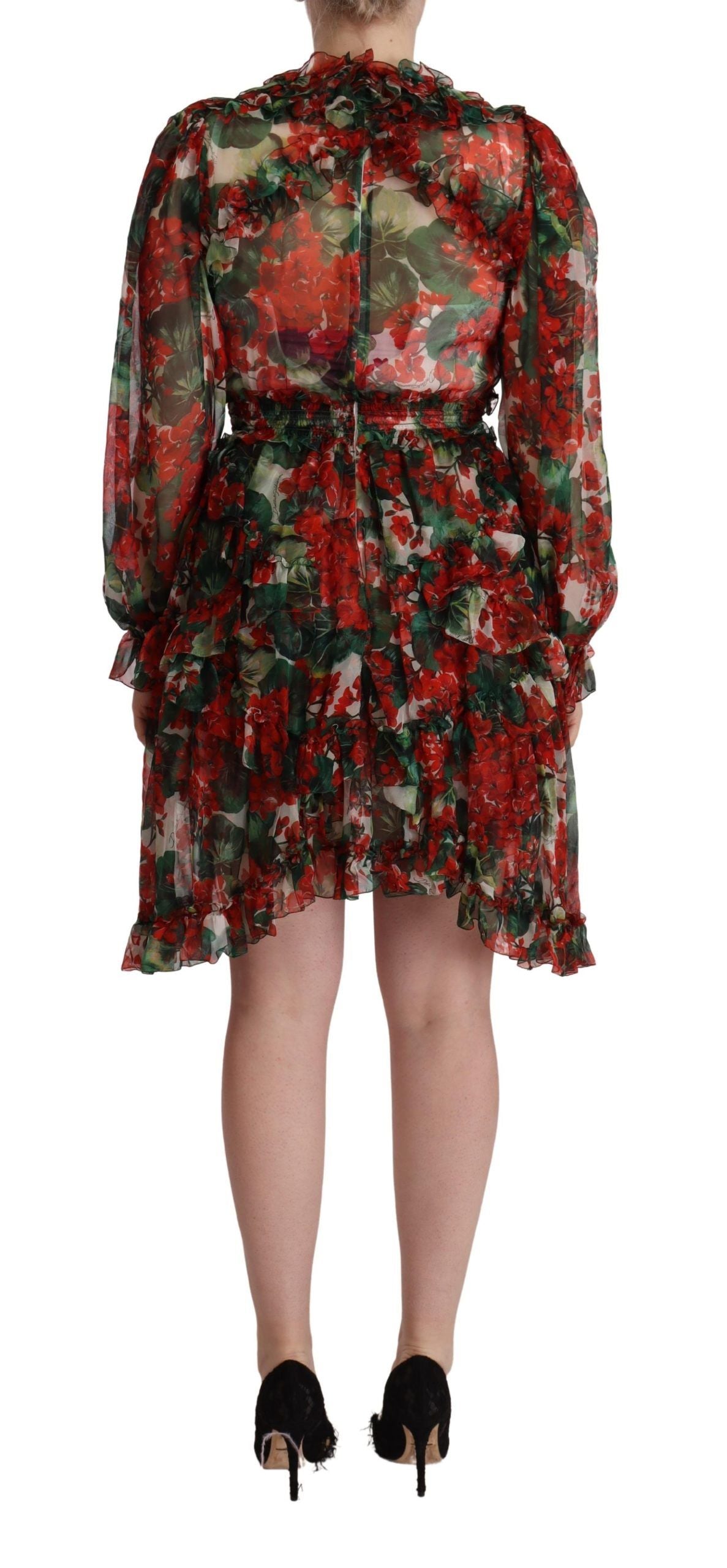 Dolce &amp; Gabbana Floral Silk Mini Knee High Dress