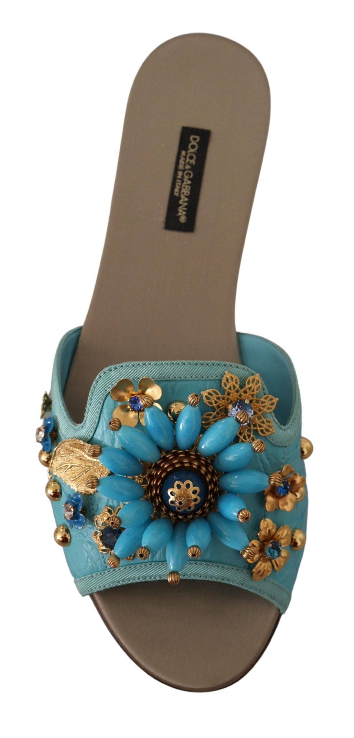 Dolce &amp; Gabbana Exquisitas sandalias de cuero exótico adornadas con cristales