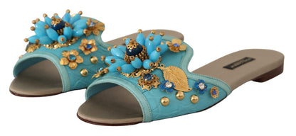 Dolce &amp; Gabbana Exquisitas sandalias de cuero exótico adornadas con cristales