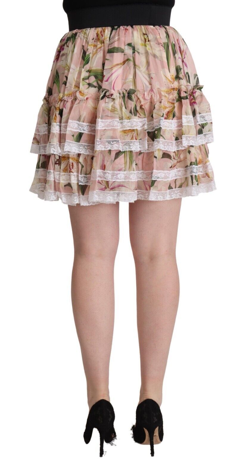 Dolce &amp; Gabbana Minifalda evasé escalonada elegante con estampado de lirios