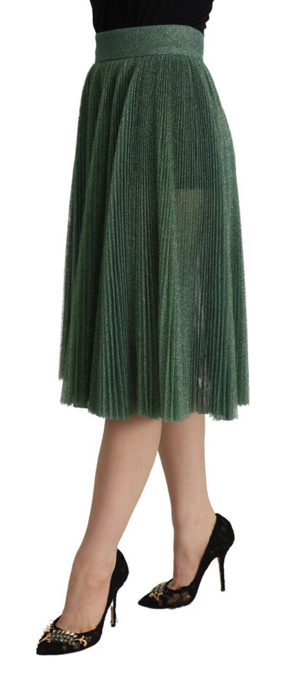 Dolce &amp; Gabbana Falda midi plisada de corte a verde metalizado