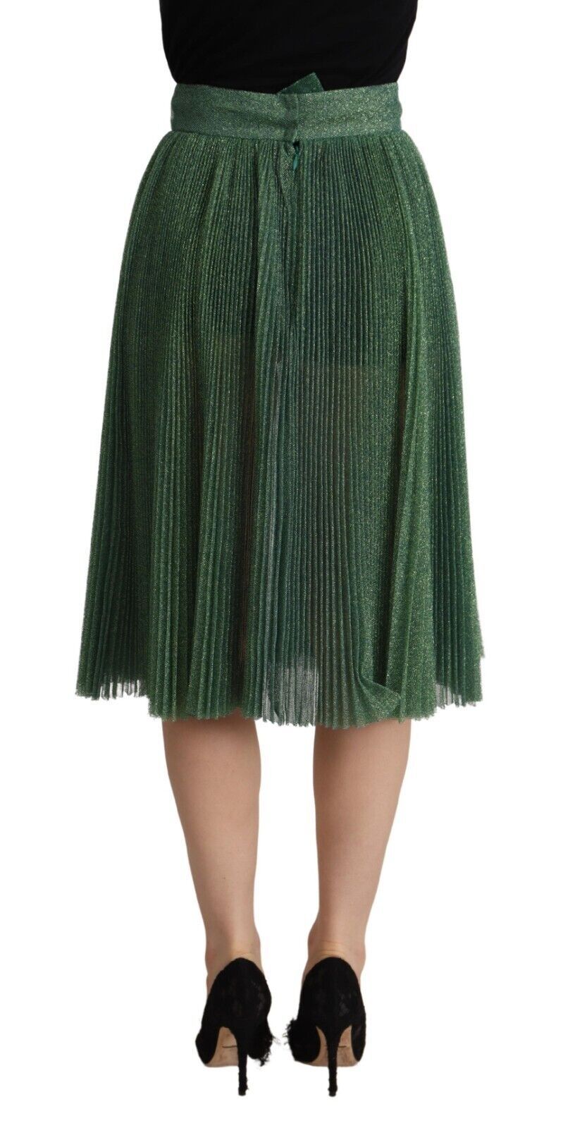Dolce &amp; Gabbana Falda midi plisada de corte a verde metalizado