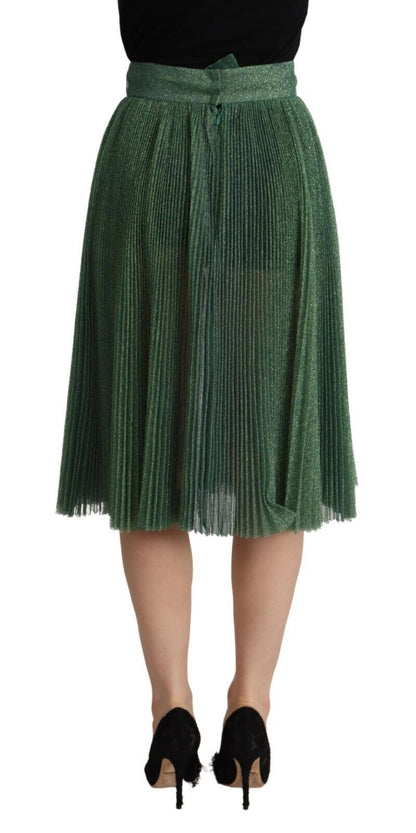 Dolce &amp; Gabbana Falda midi plisada de corte a verde metalizado
