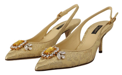 Dolce &amp; Gabbana Tacones con tira trasera y cristales dorados relucientes