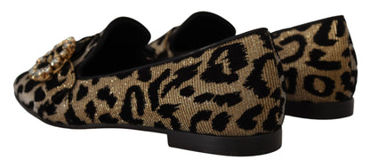 Dolce &amp; Gabbana Elegantes mocasines con gemas de cristal y leopardo