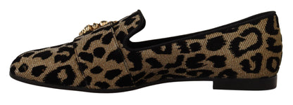 Dolce &amp; Gabbana Elegantes mocasines con gemas de cristal y leopardo