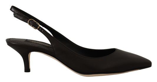 Dolce &amp; Gabbana Elegantes tacones destalonados de cuero negro