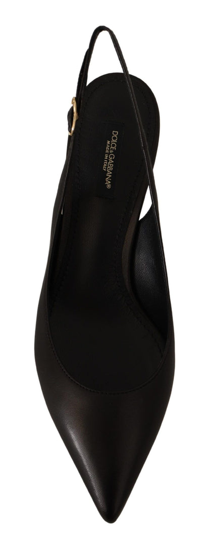 Dolce &amp; Gabbana Elegantes tacones destalonados de cuero negro