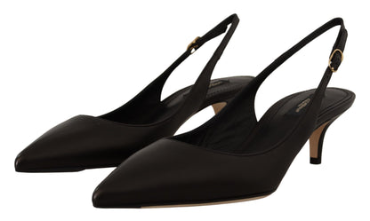 Dolce &amp; Gabbana Elegantes tacones destalonados de cuero negro