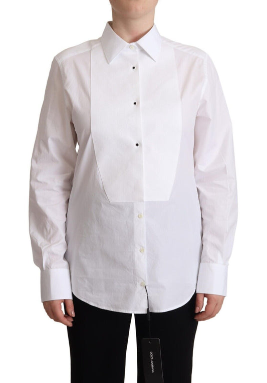 Dolce &amp; Gabbana Elegante Camisa De Vestir De Popelina Blanca