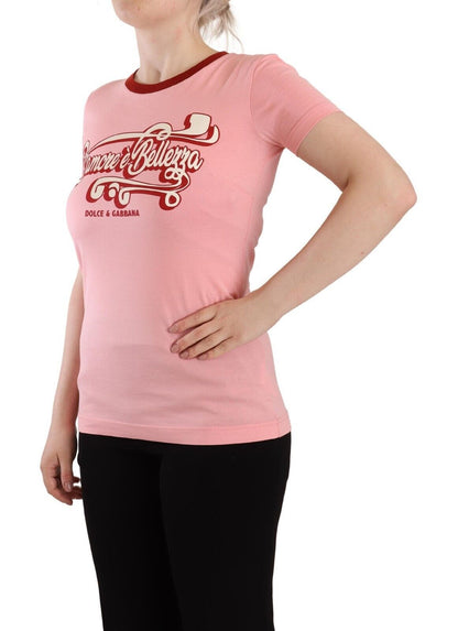 Dolce &amp; Gabbana Camiseta elegante con cuello redondo y logo rosa