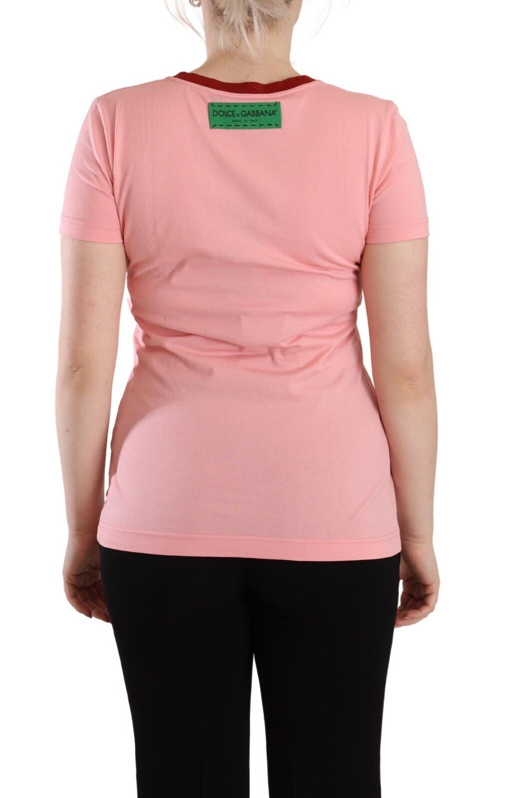 Dolce &amp; Gabbana Camiseta elegante con cuello redondo y logo rosa